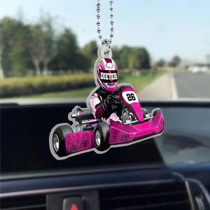 Go Kart Racing - Personalized Acrylic Ornament - Christmas Gift for Go Kart Lover, Racing Gift