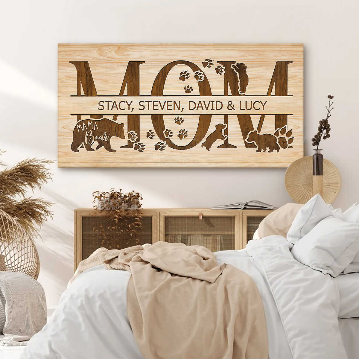 Mom Gift from Daughter, Son, Mom Sign Personalized Canvas with Kid’s Names