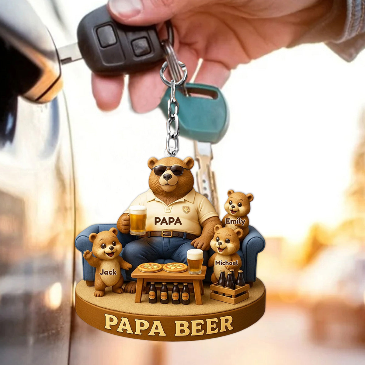 Bear Dad Bod Acrylic Keychain Personalized Gifts For Dad