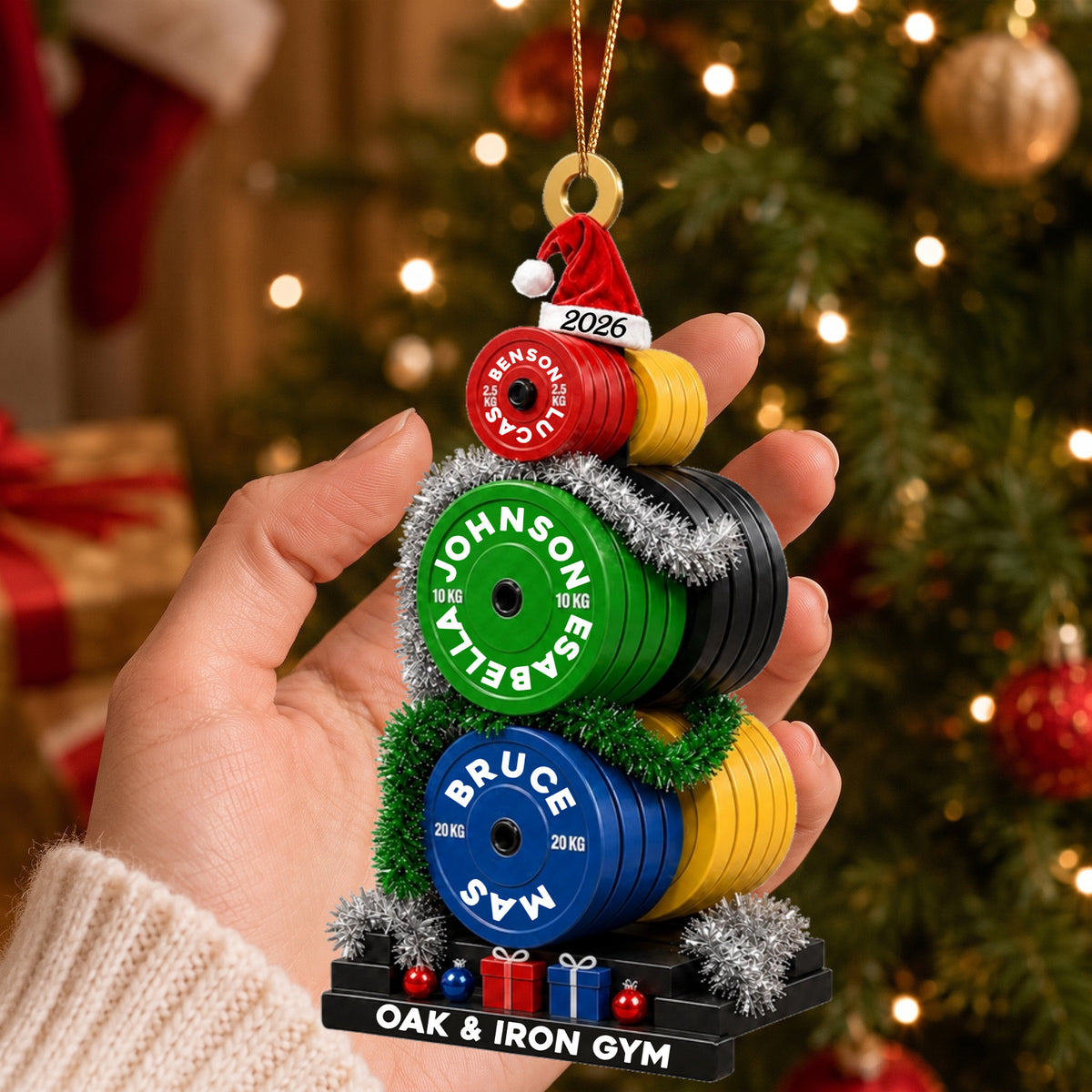Personalized Weight Plate Christmas Tree Acrylic Ornament