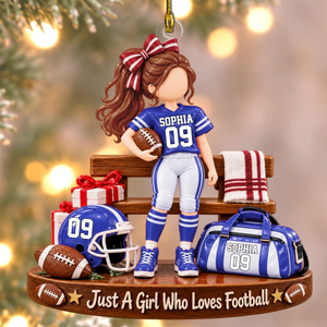Personalized Girl Football Ornament 2026 – "Just A Girl Who Loves Football" Sporty Holiday Keepsake Gift For Sporty Women