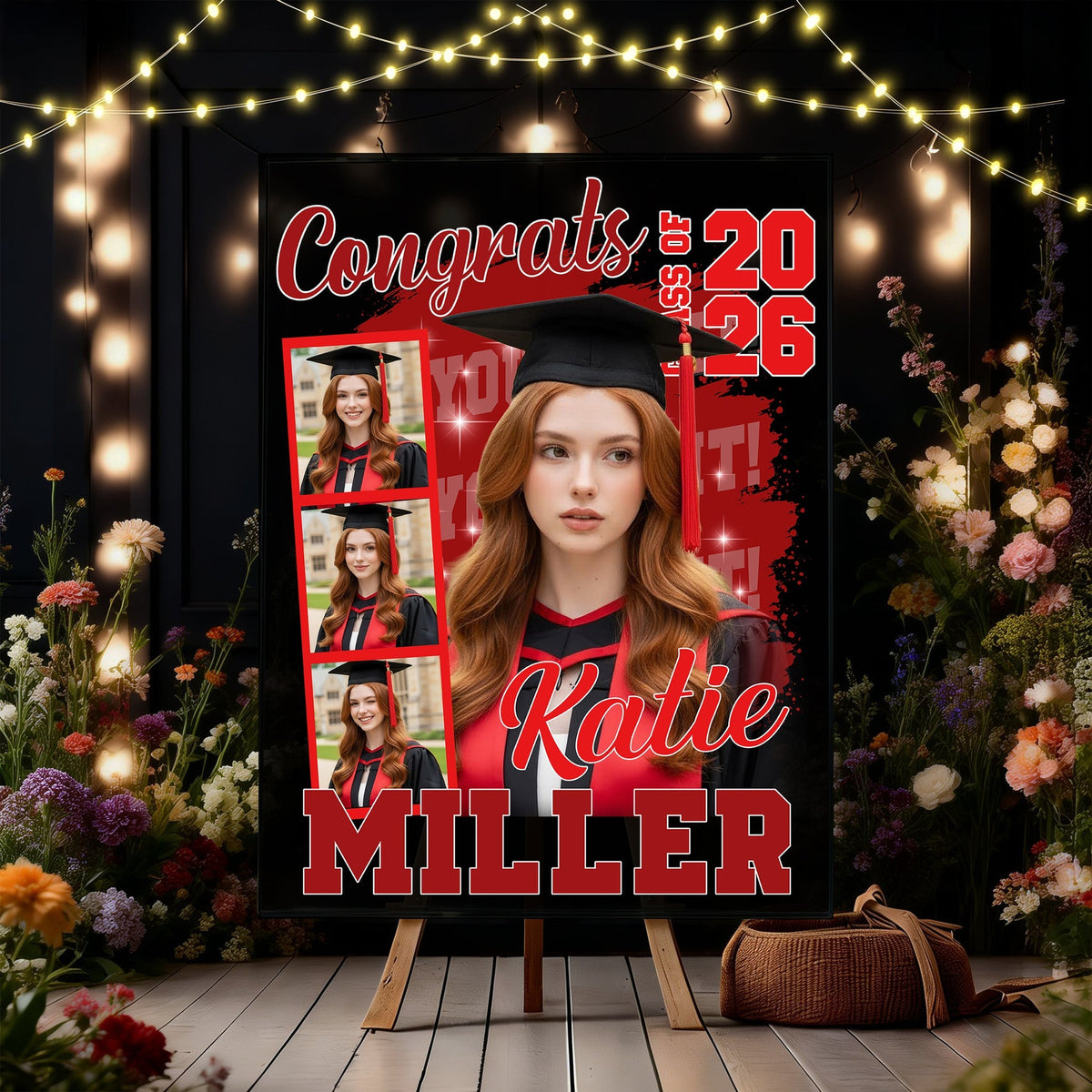 Congrats 2026 Graduation - Personalized Graduation Welcome Sign - Custom Celebration Canvas Poster