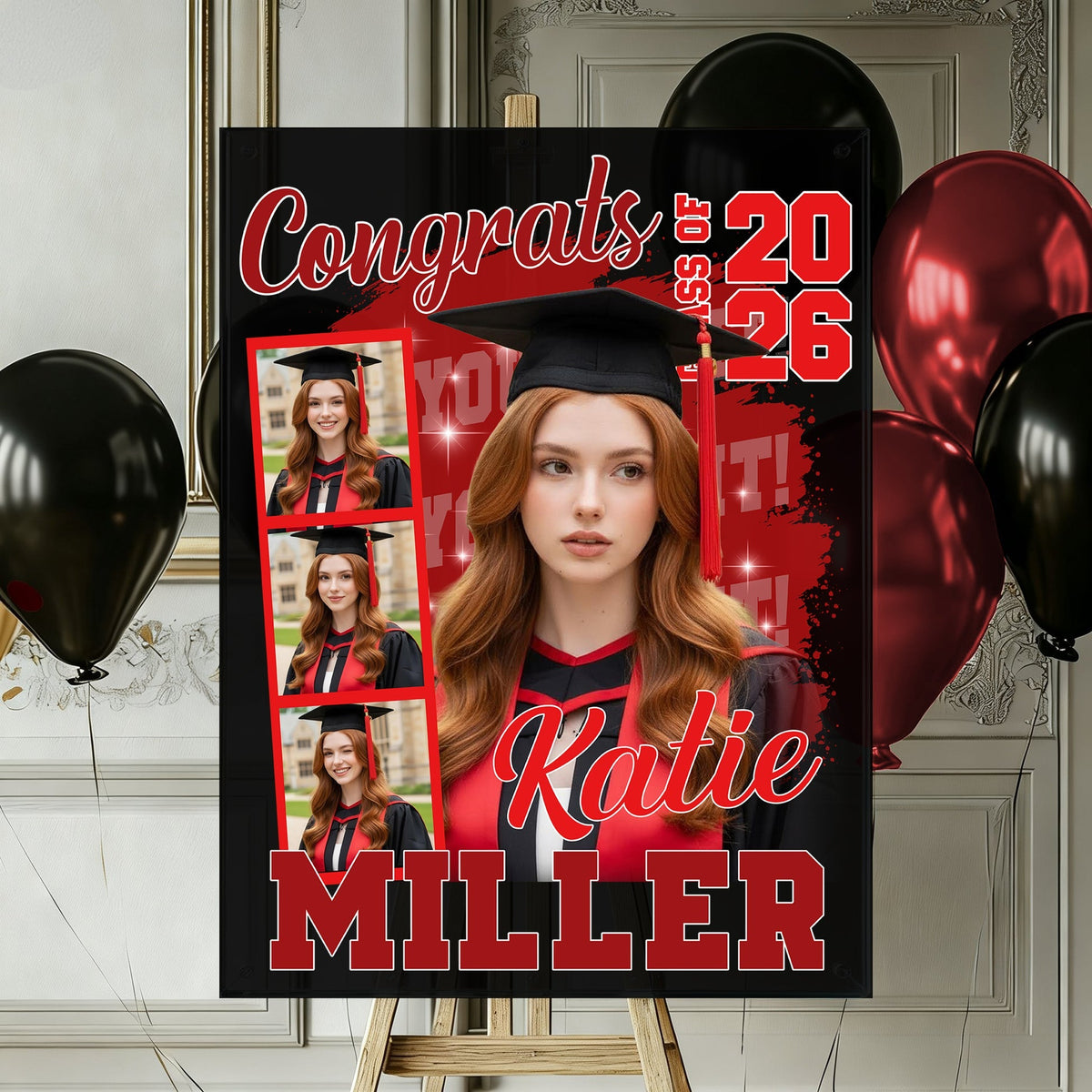 Congrats 2026 Graduation - Personalized Graduation Welcome Sign - Custom Celebration Canvas Poster