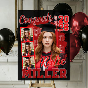 Congrats 2026 Graduation - Personalized Graduation Welcome Sign - Custom Celebration Canvas Poster