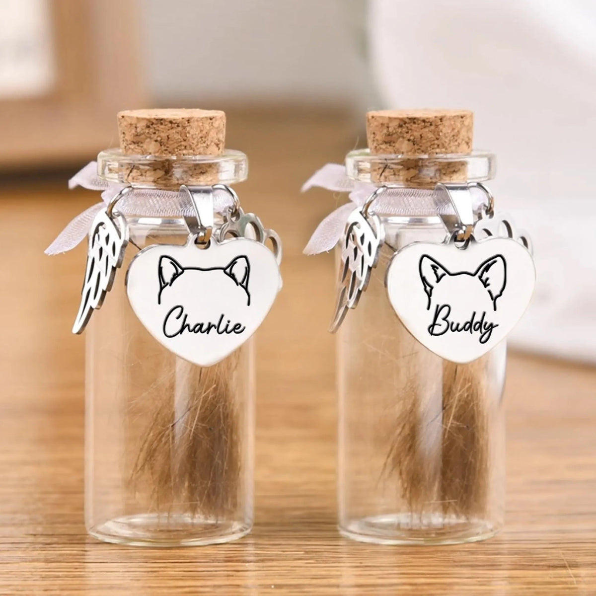 Pet Fur Keepsake Jar - Personalized Pet Memorial Sympathy Gifts For Dogs, Cats