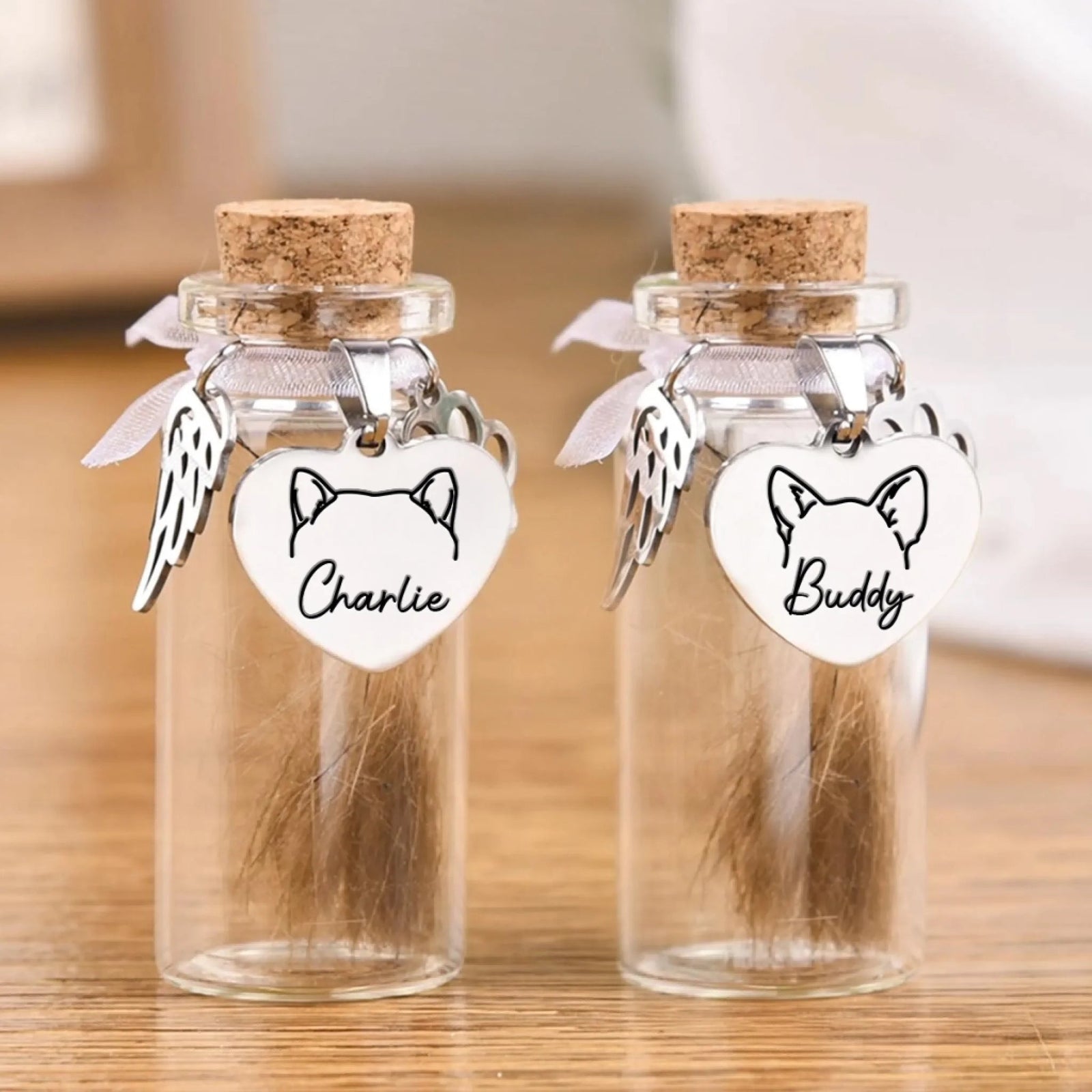 Pet Fur Keepsake Jar - Personalized Pet Memorial Sympathy Gifts For Dogs, Cats