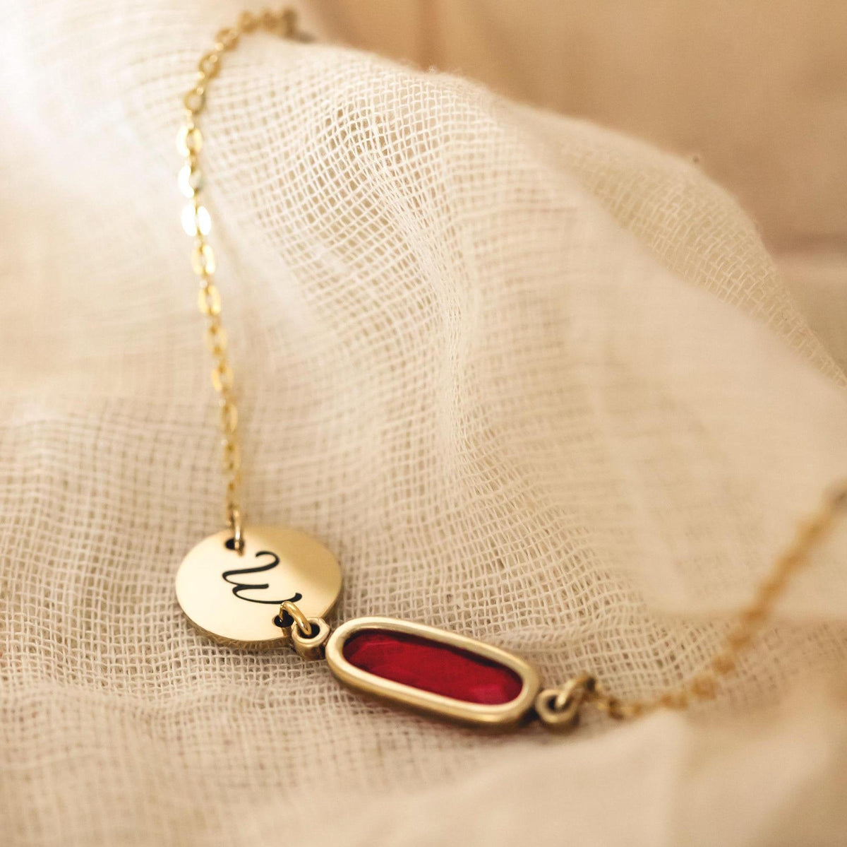 Birthstone with Initials - Personalized Birthstone Jewelry, Birthday Gift, Friendship Bracelet