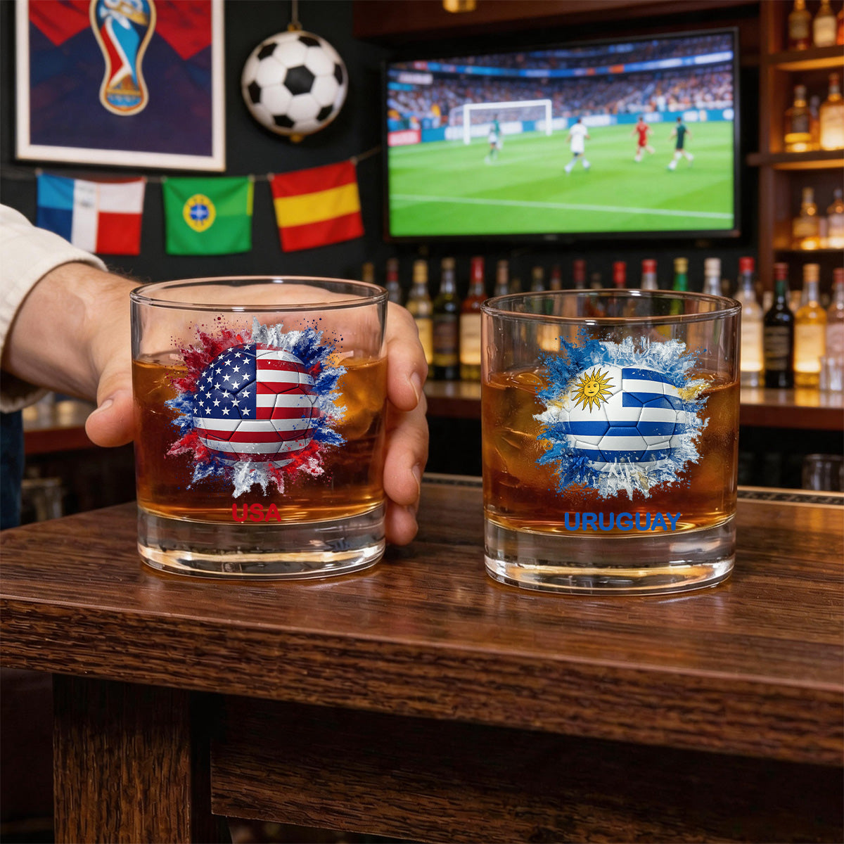 Personalized 2026 Soccer Country Whiskey Glass |Game Day Drinks For Every Football Fan