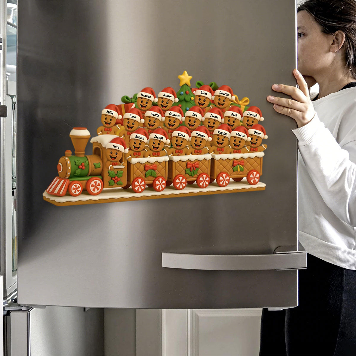 Christmas Express With Cheerful Cookie Passengers, Personalized Custom Decal Gift