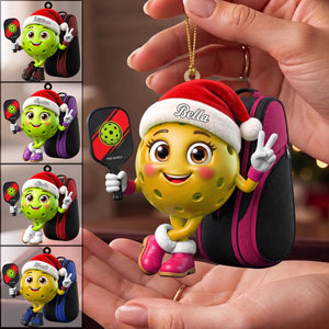 Pickleball Paddle & Sports Bag Christmas Hanging Ornament – Personalized Pickleball Mascot Gift For Players