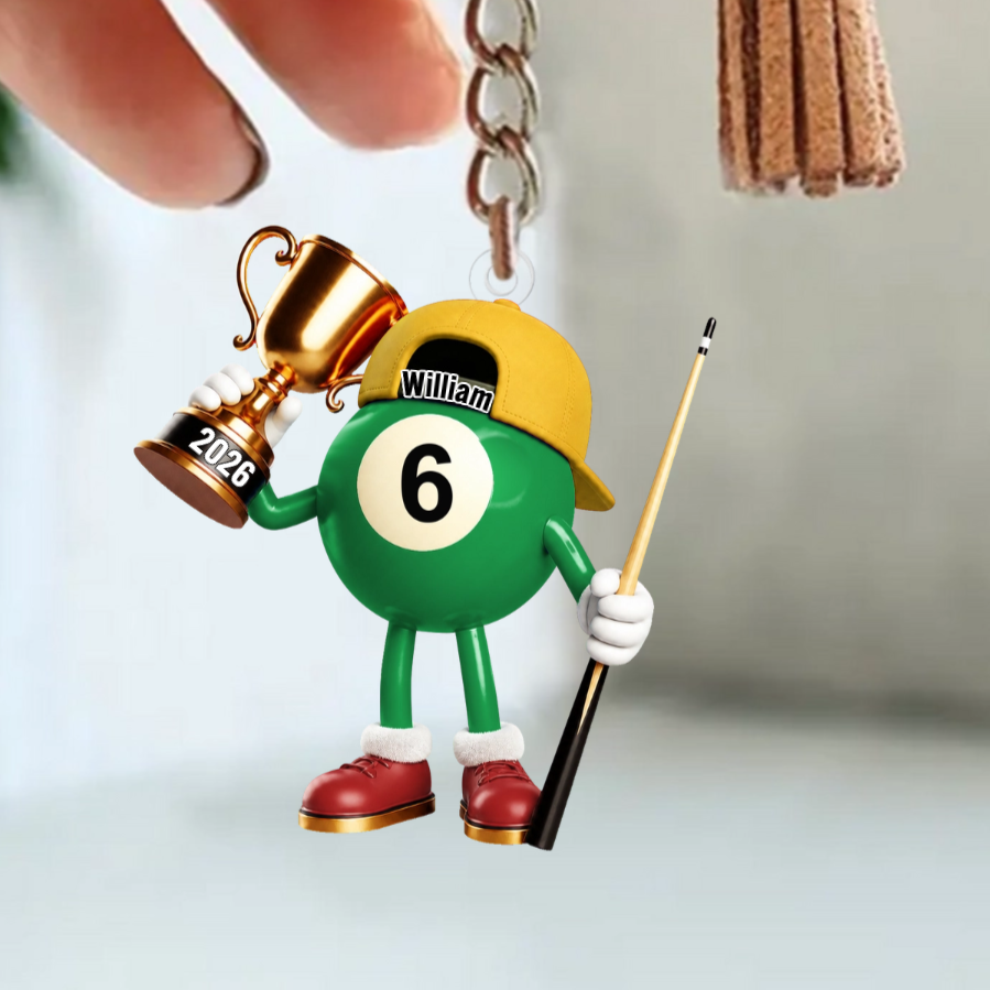 "Champion Pool Ball" – Personalized Acrylic Keychain | A Custom Billiards Player Gift