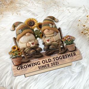 3D Effect Couple Grow Old Together - Personalized Wooden Plaque - Perfect Valentine's Day Gift For Him, Gift For Her