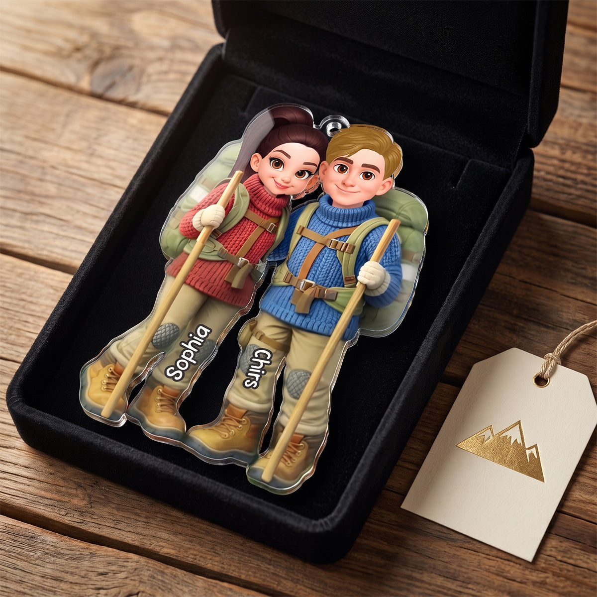 Personalized Acrylic Hiking Couple Hanging Ornament – Keepsake Gift For Him Or Her