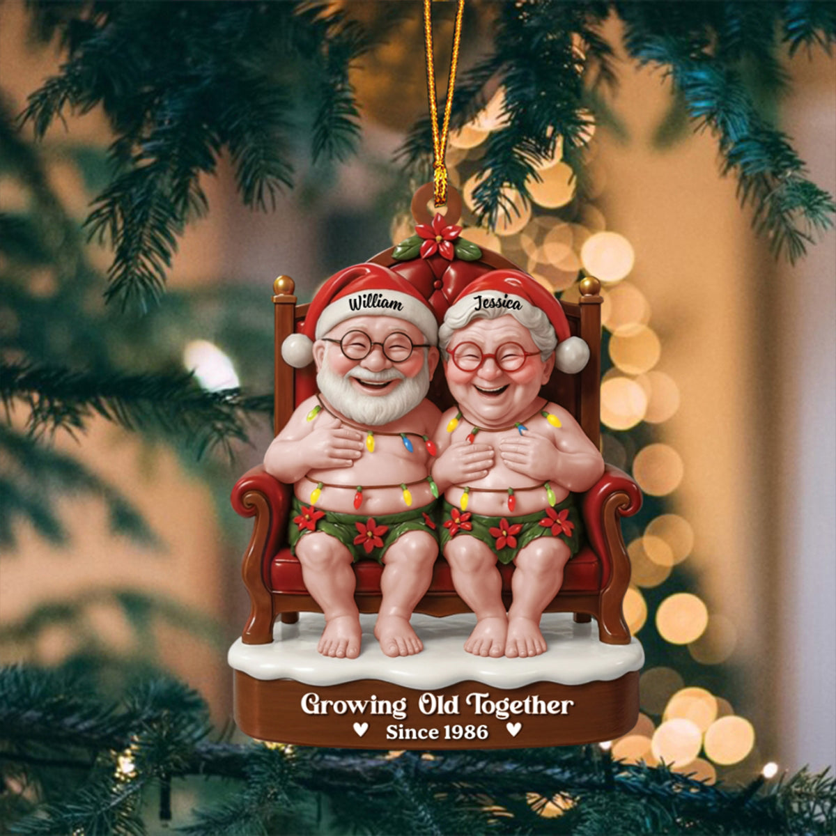 Growing Old Together Since Personalized Acrylic Ornament - Custom Couples Xmas Gift