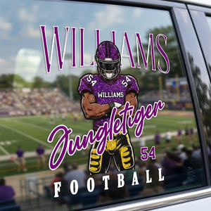 Personalized Name & Number Football Car Decal – Retro Football Design For Fans