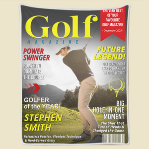 Personalized Custom Golf Magazine Cover Blanket, Golf Gift, Unique Gift for Golf Lovers, Gifts for Golf Coach