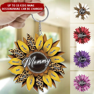 Personalized Family Sunflower Acrylic Keychain