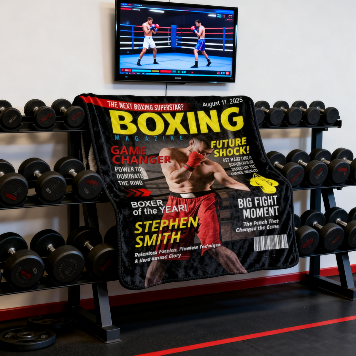 Personalized Boxing Magazine Cover Blanket Boxing Gifts, Boxing Retirement Gift, Boxing Coach Gift, Boxing Lover Gift