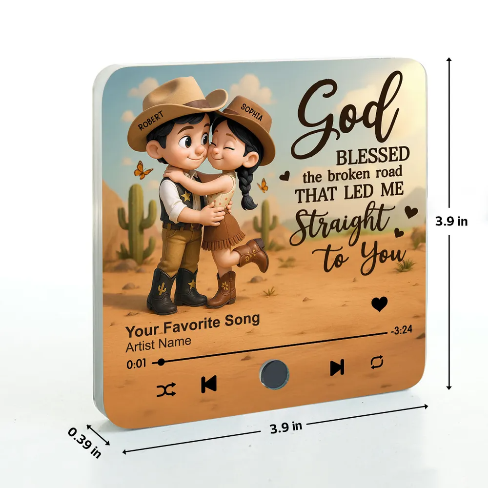 You & Me We Got This Cartoon Countryside Couple Cowboy Cowgirl Personalized Music Fridge Magnet
