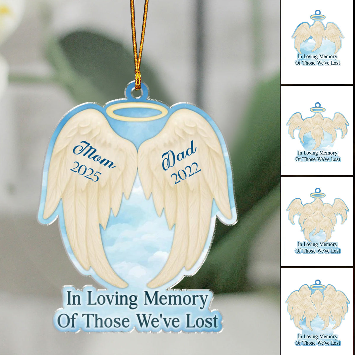 In Loving Memory Of Those We've Lost - Personalized Angel Wings Acrylic Ornament, Gift For Family And Relatives
