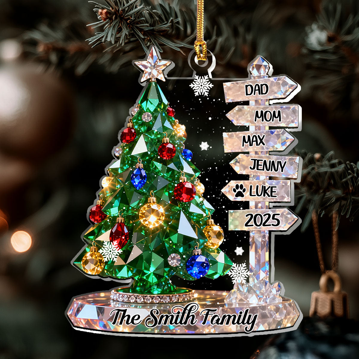 Family Signpost Custom Name - Personalized 1-Layer Acrylic Ornament