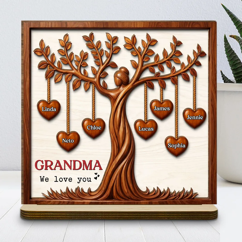 Family Hearts Tree - Personalized Wood Plaque - Mother's day Gift for Grandma Mom