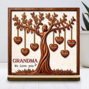 Family Hearts Tree - Personalized Wood Plaque - Mother's day Gift for Grandma Mom