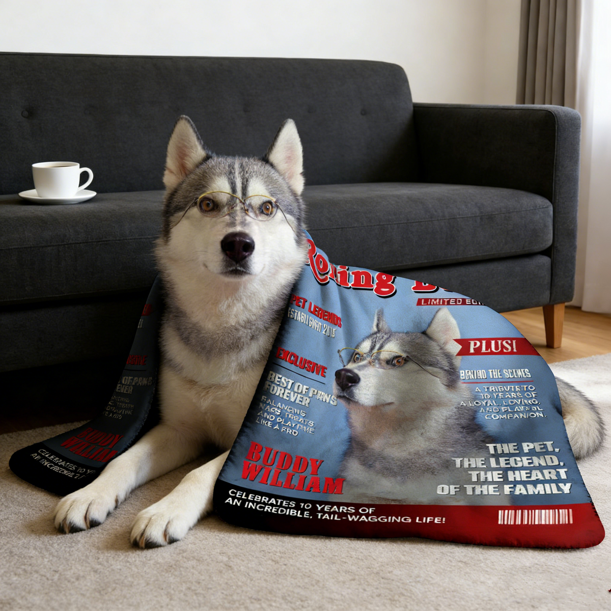 Pet Magazine Cover Blanket, Personalized Dog Lover Gift