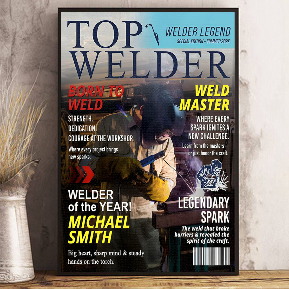 Personalized Welder Magazine Cover, Custom Welding Gift, Welder Dad Gift, Personalized Gift for Welders