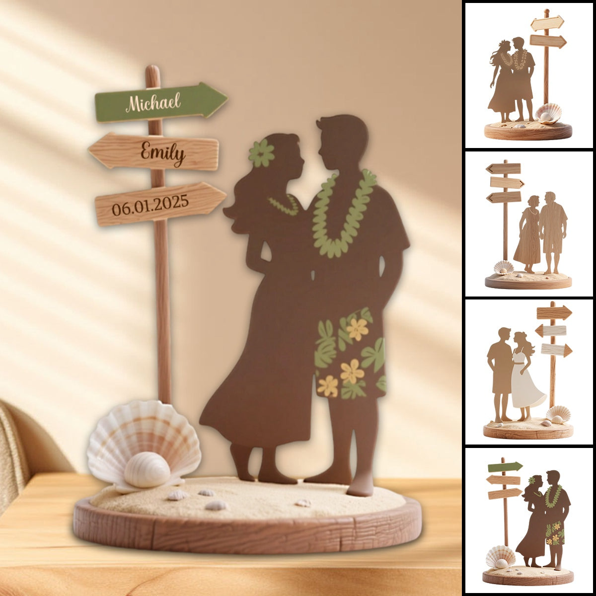 Personalized Couple Beach Sign Summer Vacation Custom Shaped Acrylic Plaque