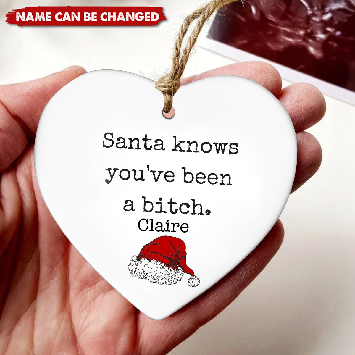 Personalized Christmas Funny Heart Shaped Ornament