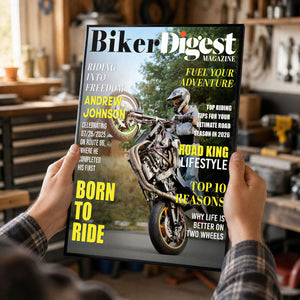 Biker Digest Magazine Personalized Canvas Poster, Custom Motorcycle Magazine Cover Photo, Unique Biker Gift For Him