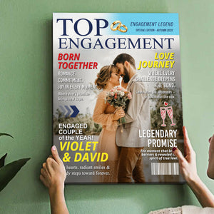 Personalized Engagement Magazine Cover, Gift For Engaged Couple, Custom Couple Photo, Engagement Gift, Wedding Keepsake