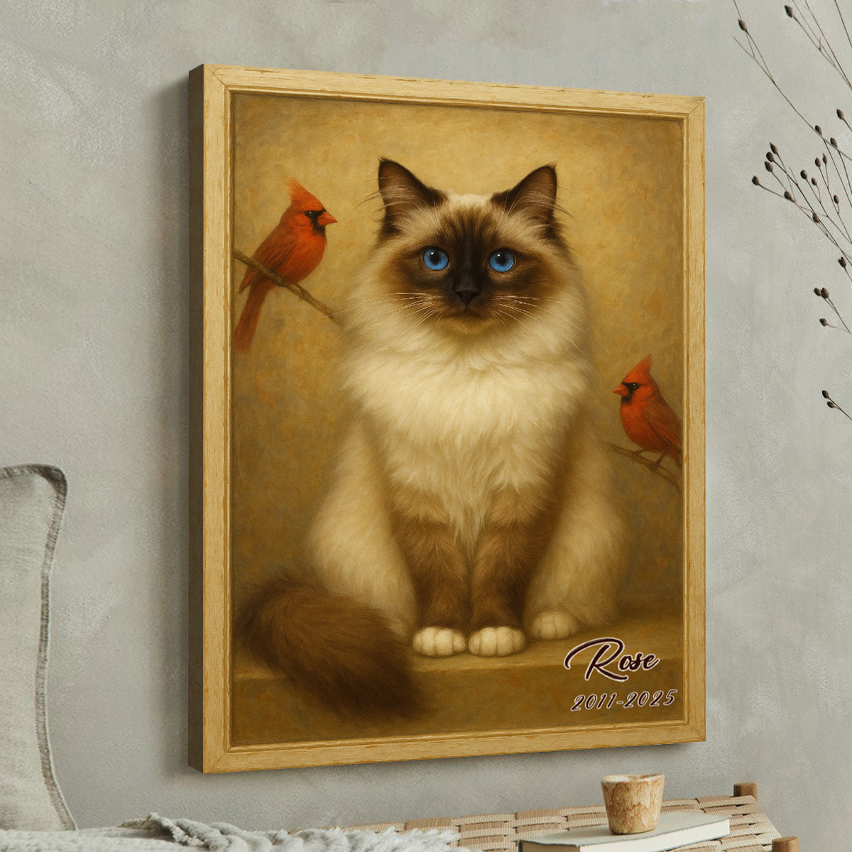 Custom Pet Portrait Painting, Dog Portrait From Photo, Personalized Canvas Poster, Memorial Cardinal Gift