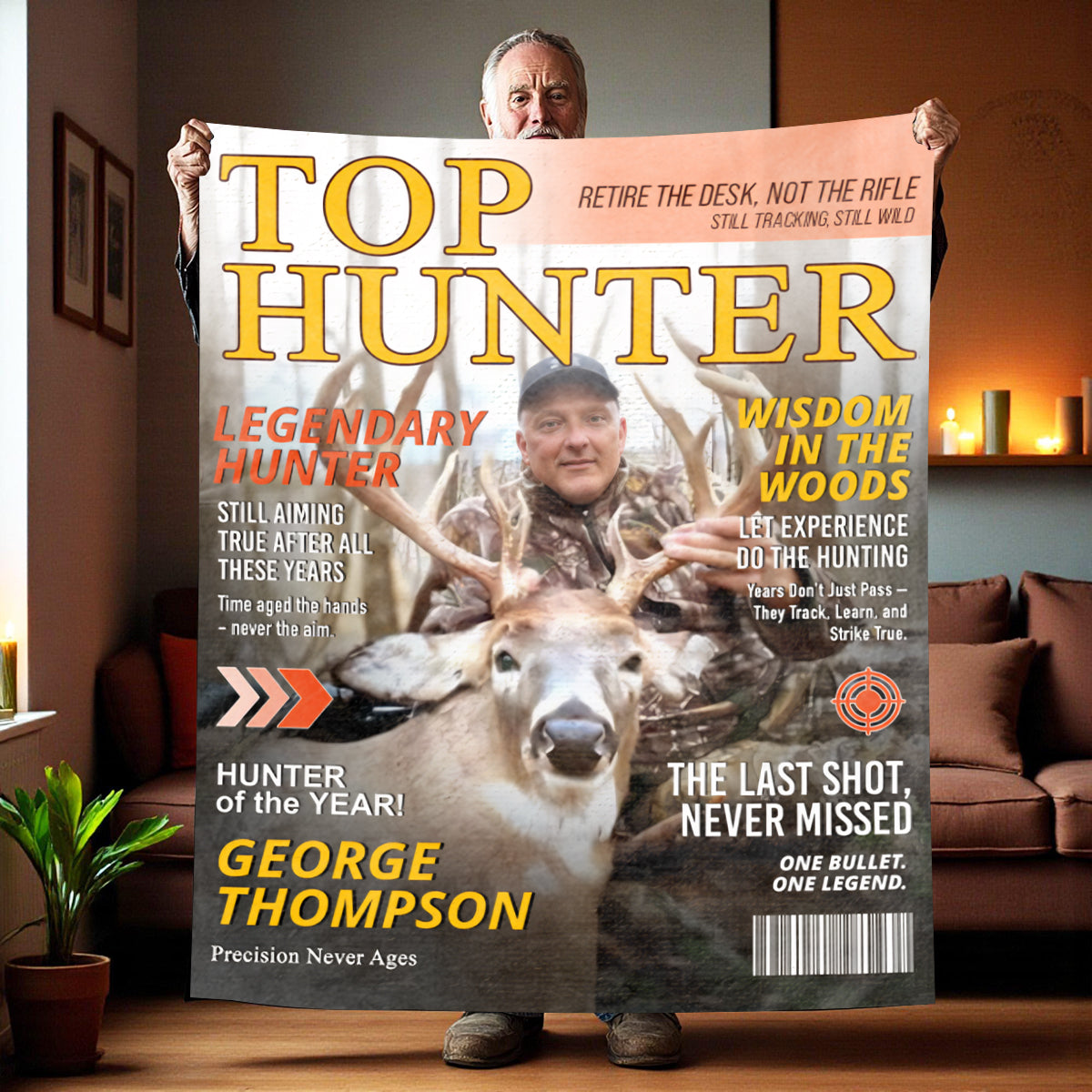 Custom Retirement Hunting Magazine Cover Blanket, Gifts for Retired Hunters, Hunting Dad Gift, Grandpa Hunting Gift