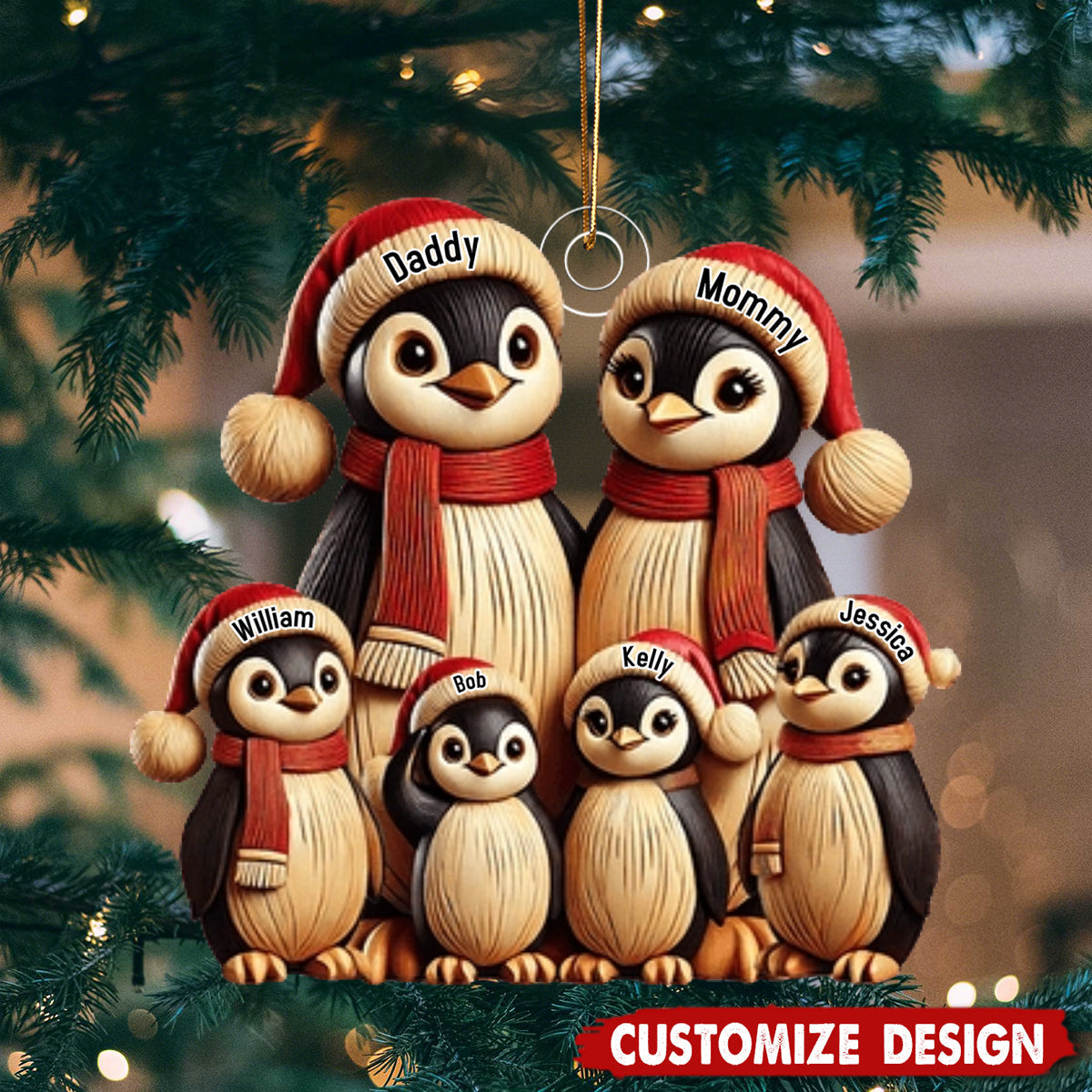 Penguin Family - Personalized Ornament Gift for Family