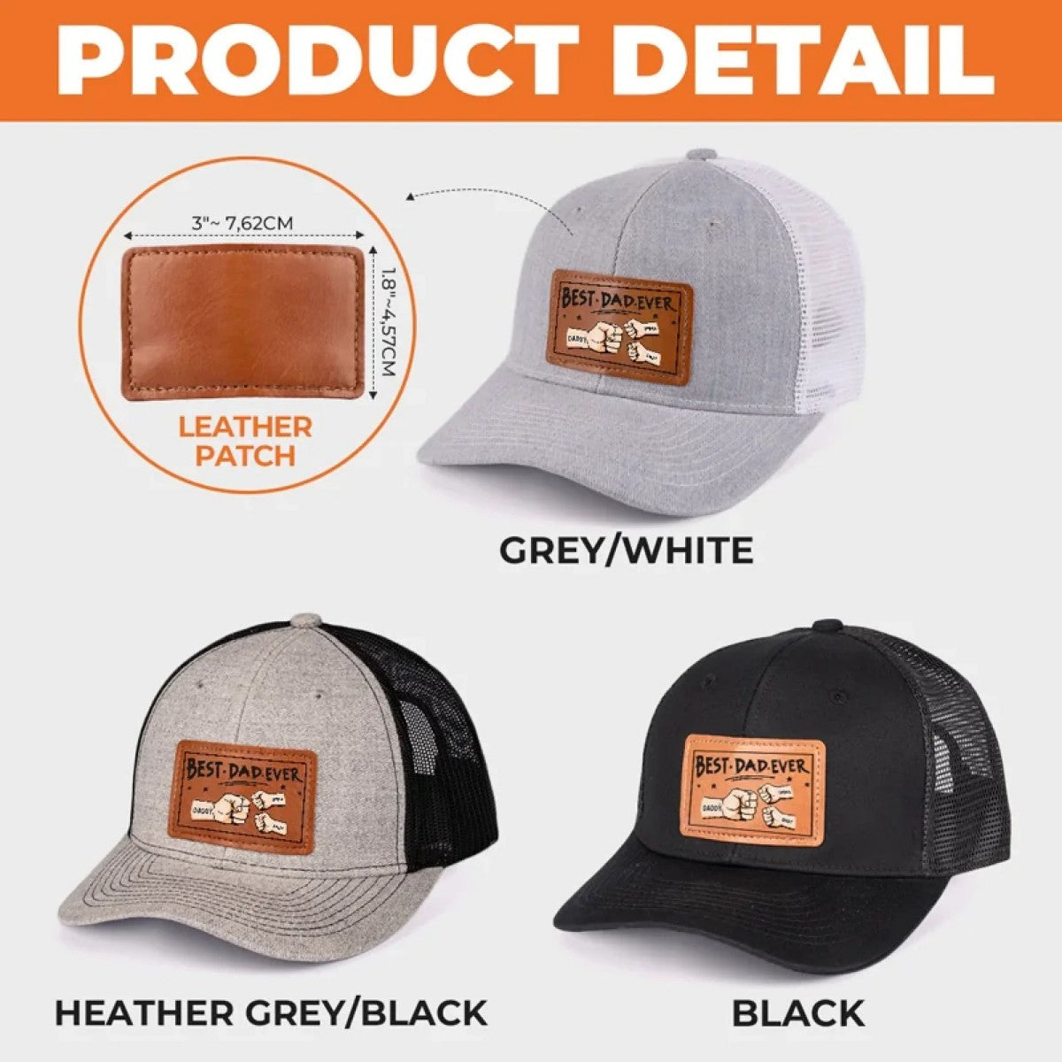 Best Dad Ever - Family Personalized Custom Leather Patch Hat - Gift For Father Grandpa