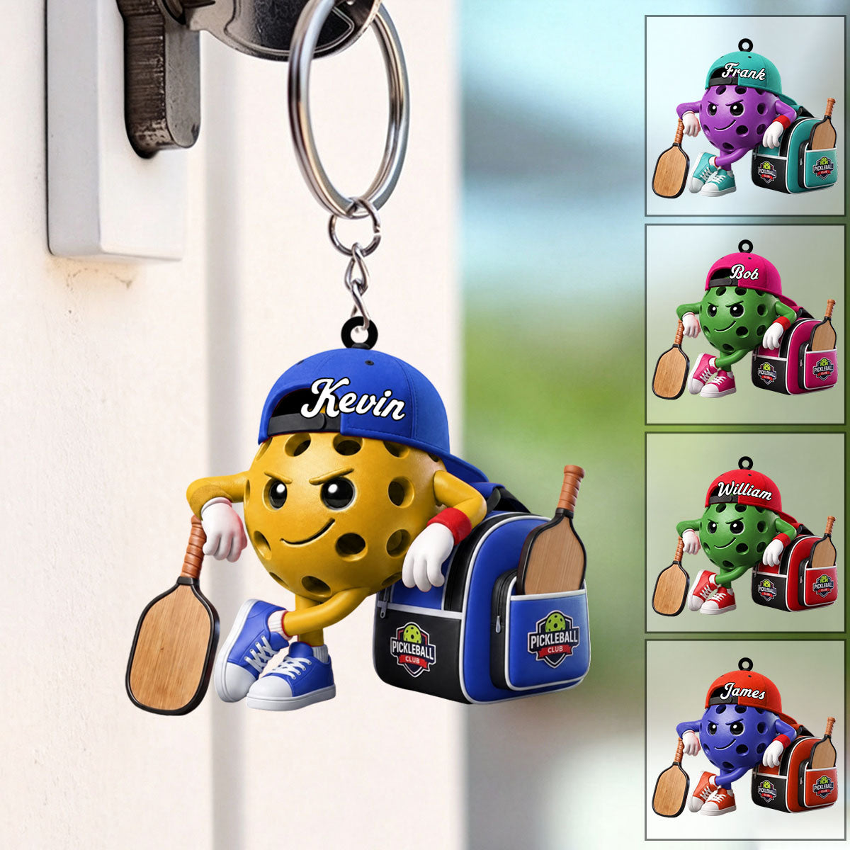 Pickleball Player Personalized Cute Pickleball Mascot Keychain Gift For Pickleball Lovers