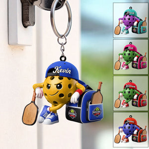 Pickleball Player Personalized Cute Pickleball Mascot Keychain Gift For Pickleball Lovers