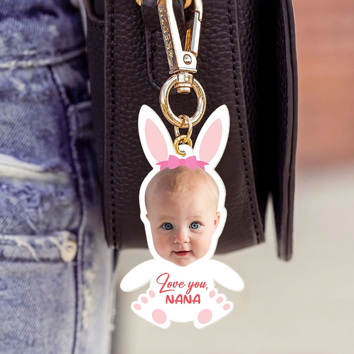 Custom Photo Little Bunny Kid Personalized Gifts For Grandma Keychain Easter Gifts