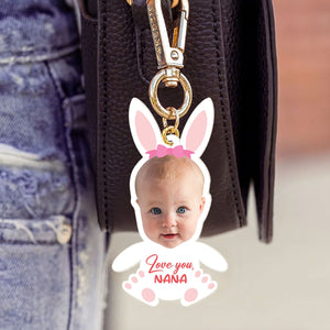 Custom Photo Little Bunny Kid Personalized Gifts For Grandma Keychain Easter Gifts