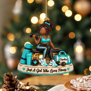 Personalized Fitness Girl Christmas Ornament – Custom Name Gym Keepsake | Gift For Workout & Weightlifting Lovers