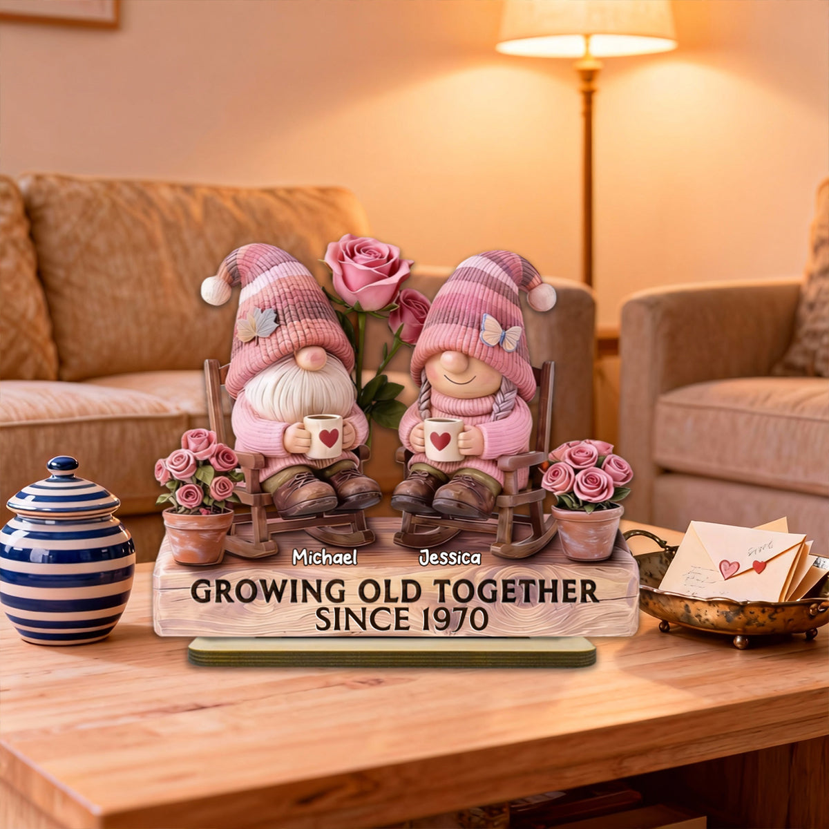 3D Effect Couple Grow Old Together - Personalized Wooden Plaque - Perfect Valentine's Day Gift For Him, Gift For Her