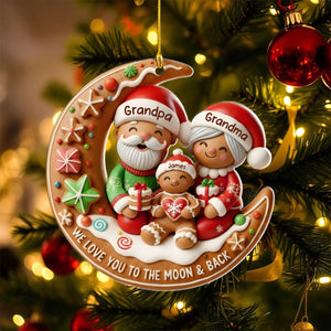 Love You To The Moon Grandparent Grandchild Family Personalized Christmas Ornament