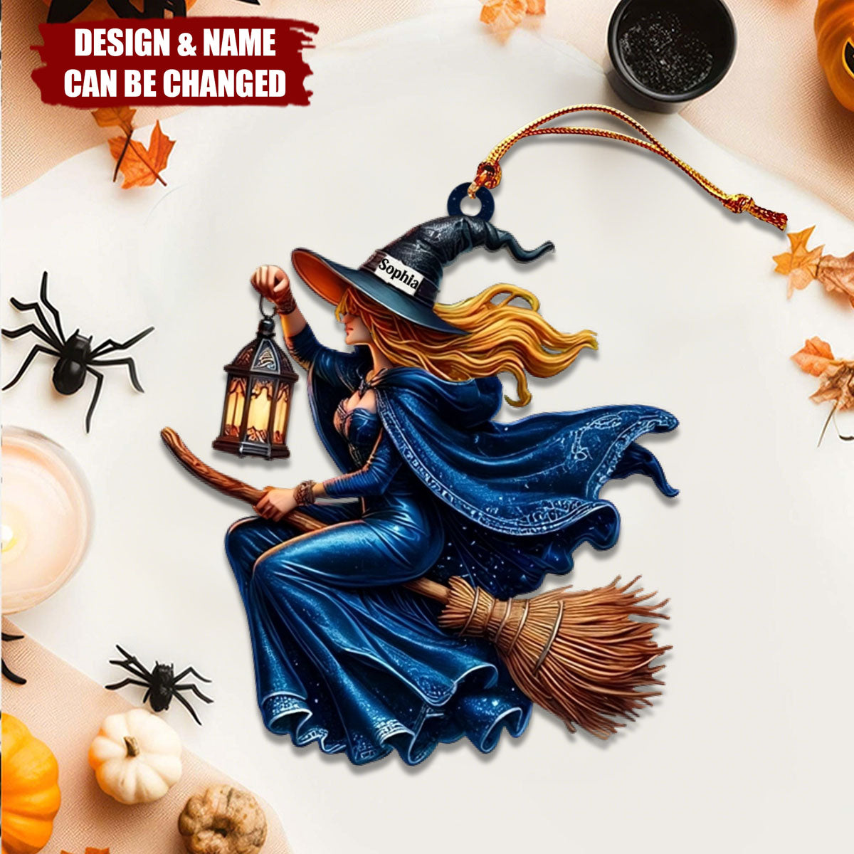 Custom Name Witch Ornament, Happy Halloween Gift