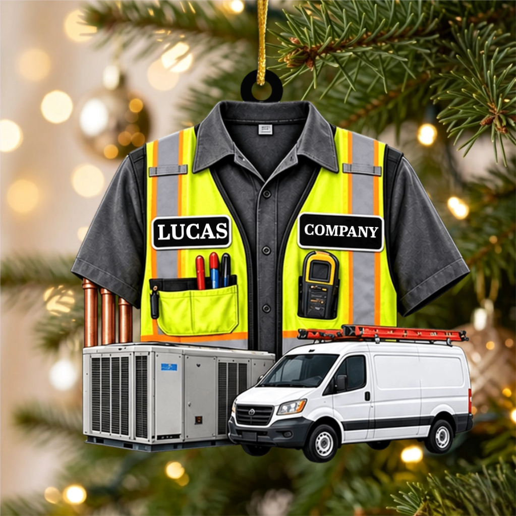 Personalized HVAC Work Shirt Acrylic Ornament