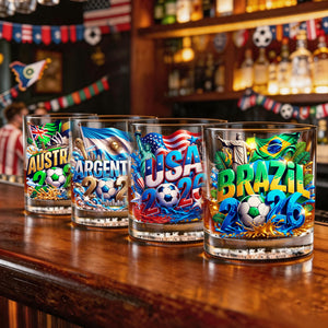 Personalized 2026 Soccer Country Whiskey Glass-Perfect Gift for Diehard Soccer Fans
