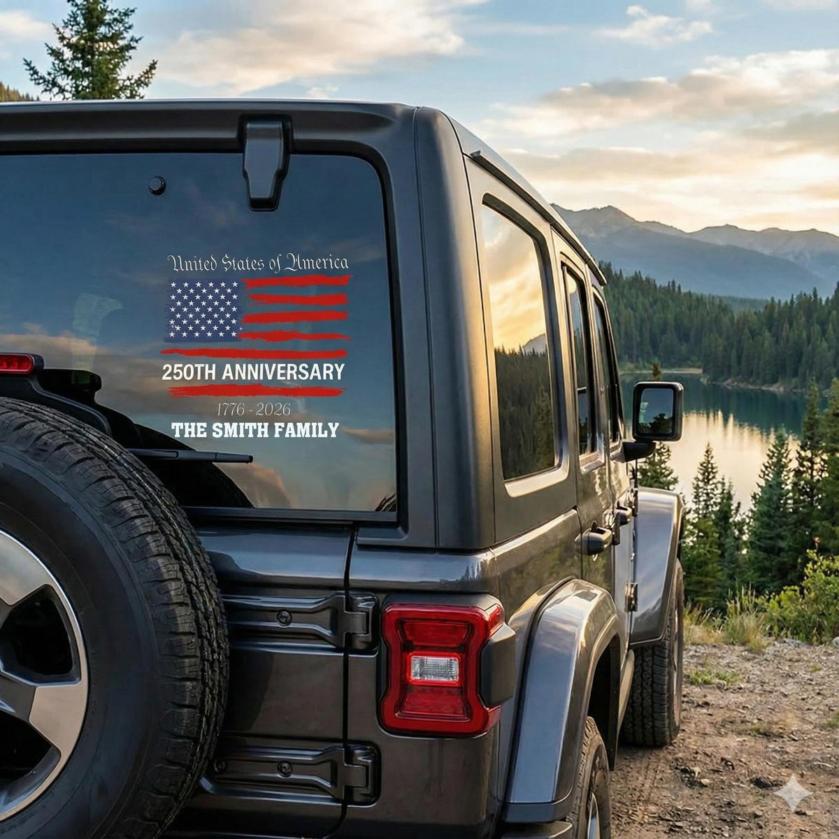 USA 250th Anniversary Personalized Family Name Decal Sticker