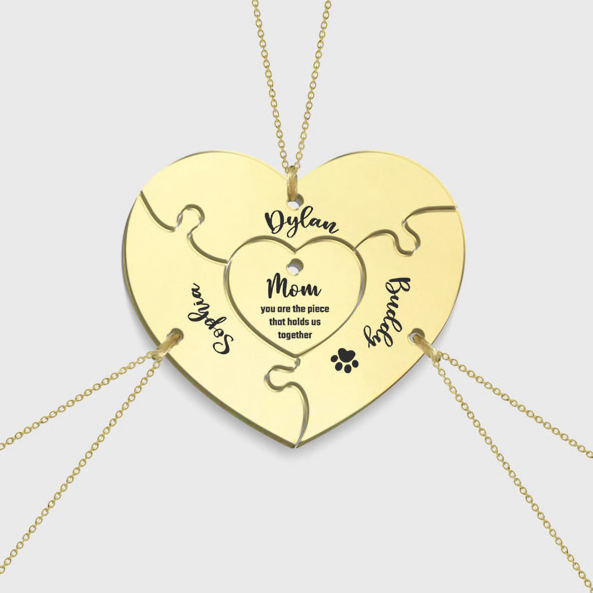 You Are The Piece That Holds Us Together - Personalized Mother Matching Pendant Necklace