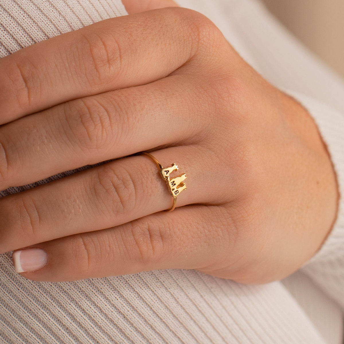Personalized Pet Ring Pet Lover Memorial Gift Sympathy Gift Stackable Engraved Animal Initial Ring